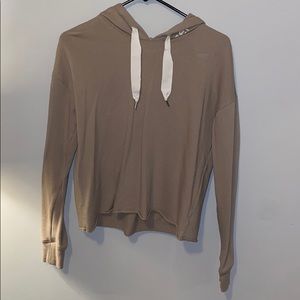 tan aerie cropped sweatshirt